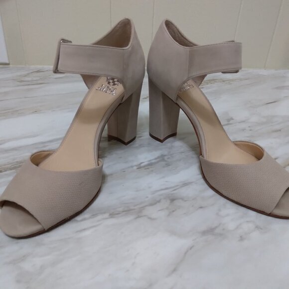 Vince Camuto |  Shelbin 3 Tan Suede Ankle Strap Sandal Size Block Heel | Size10M - Picture 9 of 15